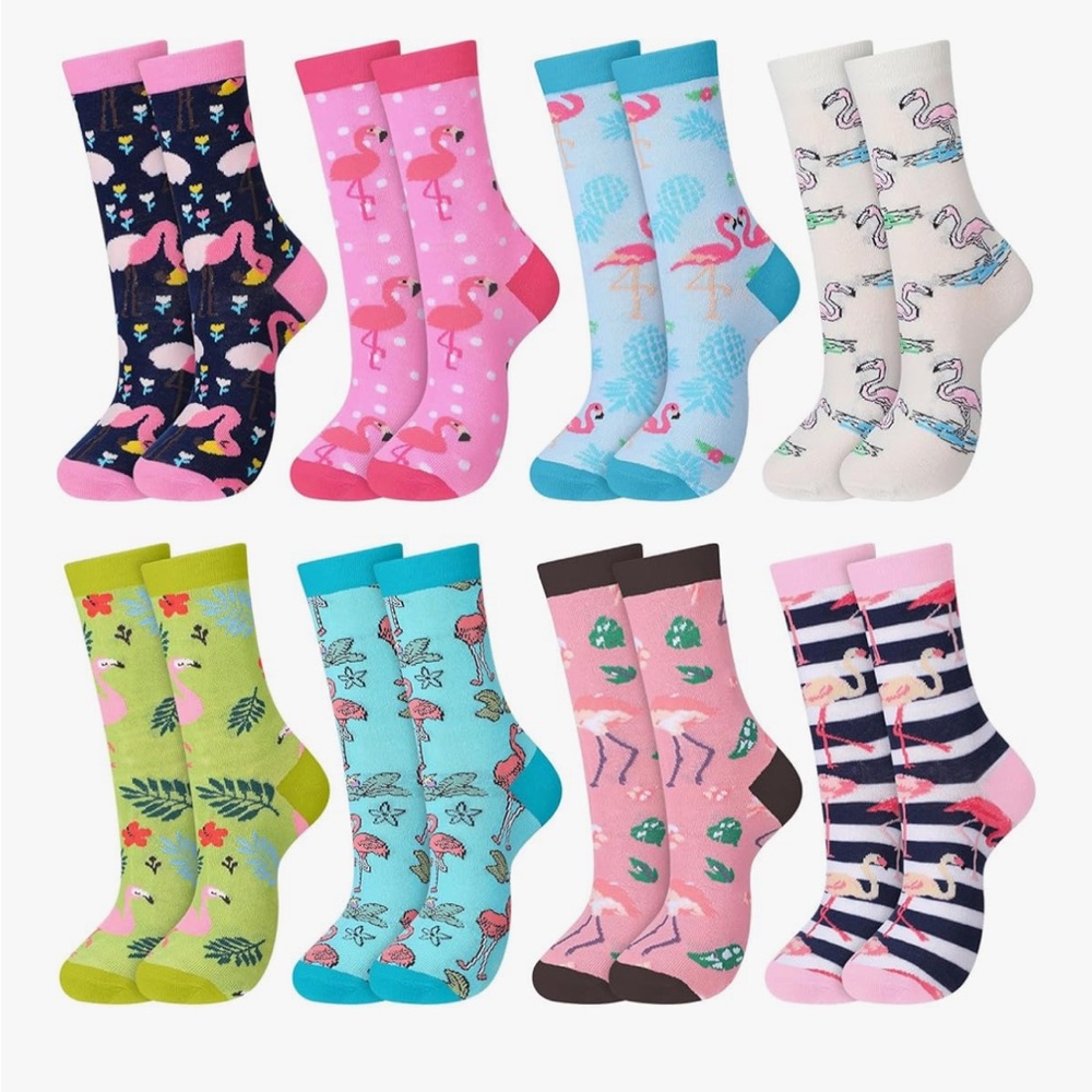 2025 Gift Idea🧦: 6-Pack + 2 Extra FLAMINGO Socks!🦩